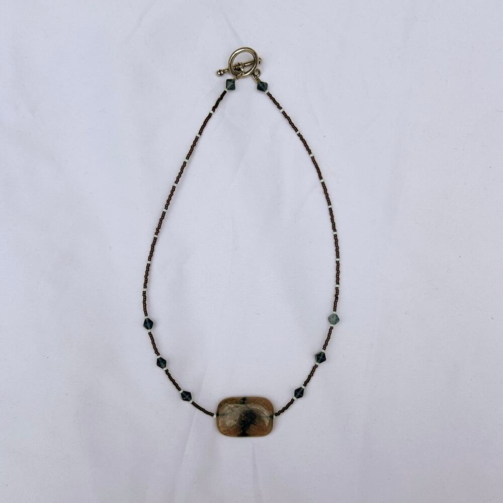 crystal beaded pendant boho necklace